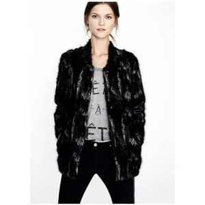 Zara Woman Studio Bomber Jacket Blazer Sz M Angora Wool Fur Soft Black Oversized